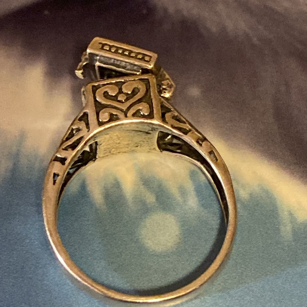 Silver square heart poison rings 925 size 8 and 6.5 - Picture 9 of 14